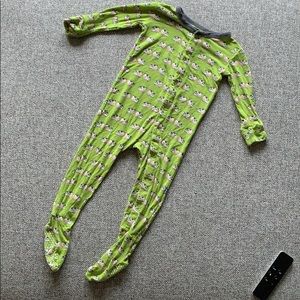 Kickee Pants green/cow print footie pajamas